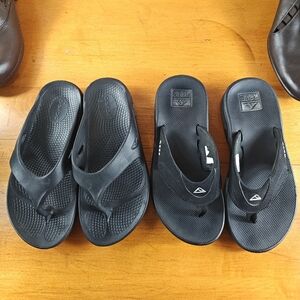 Bundles OOFOS & REEF Flip flops 2 pairs black sandals in women's size 6